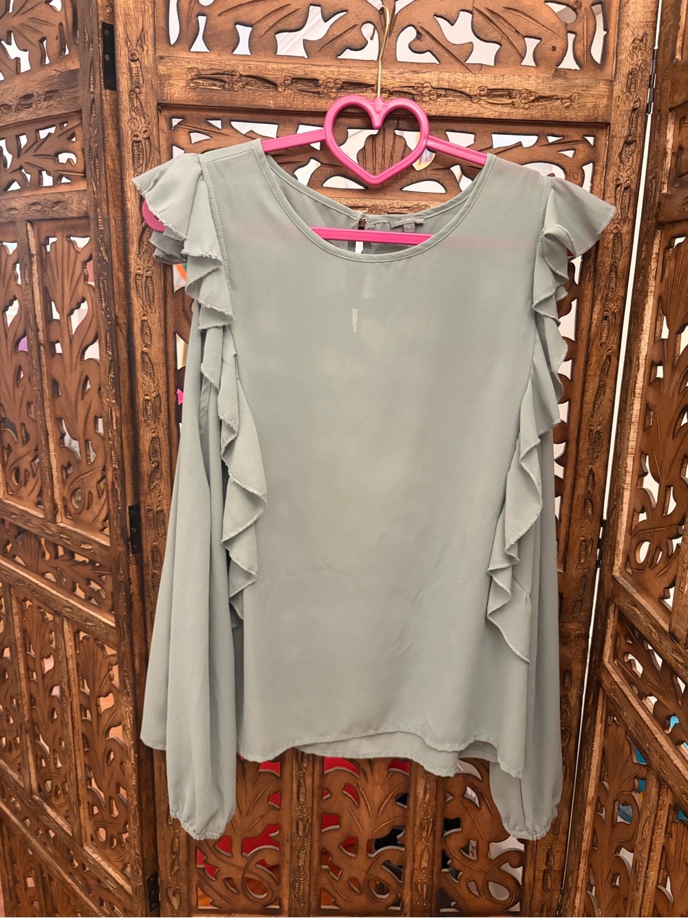 Sage Cold Shoulder Ruffle Blouse - Picture 4 of 6